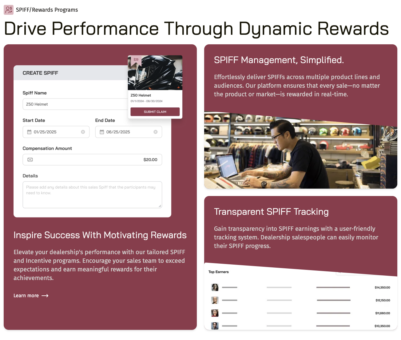 SPIFF and Rewards Programs
