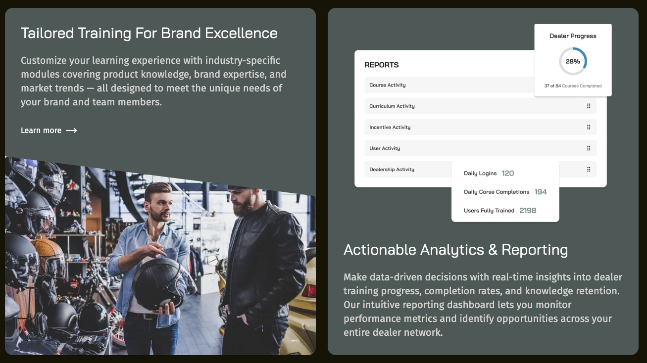Training and analytics dashboard